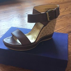 Stuart Weitzman XRAY Root Vachetta Wedge Sandal